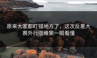 原来大家都盯错地方了，这次反差大赛外行很难第一眼看懂