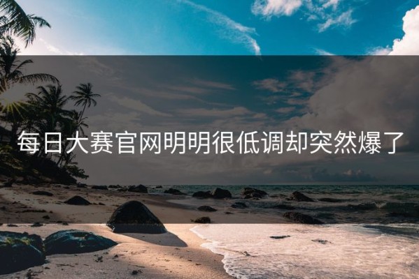 每日大赛官网明明很低调却突然爆了