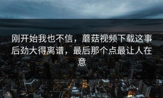 刚开始我也不信，蘑菇视频下载这事后劲大得离谱，最后那个点最让人在意