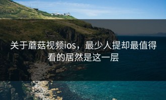 关于蘑菇视频ios，最少人提却最值得看的居然是这一层