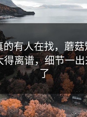 别笑，真的有人在找，蘑菇短视频最近后劲大得离谱，细节一出来全明白了