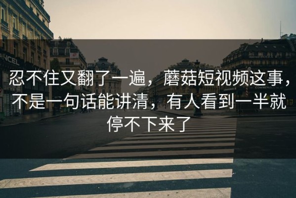 忍不住又翻了一遍，蘑菇短视频这事，不是一句话能讲清，有人看到一半就停不下来了