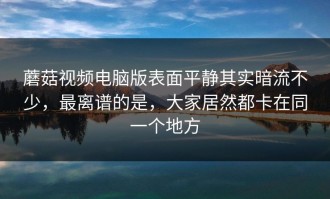 蘑菇视频电脑版表面平静其实暗流不少，最离谱的是，大家居然都卡在同一个地方