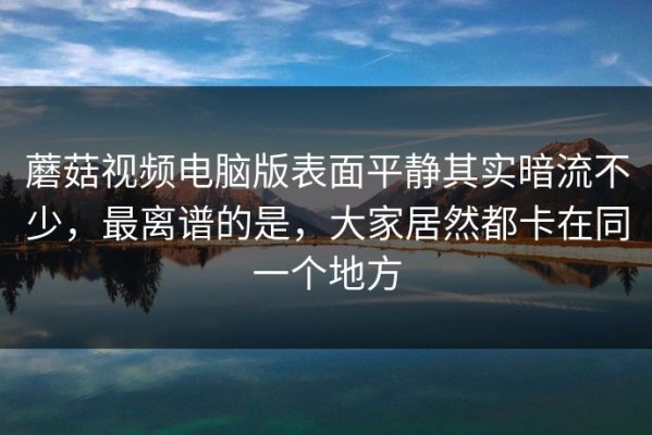 蘑菇视频电脑版表面平静其实暗流不少，最离谱的是，大家居然都卡在同一个地方