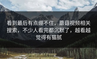 看到最后有点绷不住，蘑菇视频相关搜索，不少人看完都沉默了，越看越觉得有猫腻