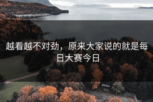 越看越不对劲，原来大家说的就是每日大赛今日