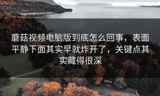蘑菇视频电脑版到底怎么回事，表面平静下面其实早就炸开了，关键点其实藏得很深