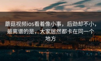 蘑菇视频ios看着像小事，后劲却不小，最离谱的是，大家居然都卡在同一个地方