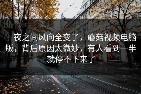 一夜之间风向全变了，蘑菇视频电脑版，背后原因太微妙，有人看到一半就停不下来了