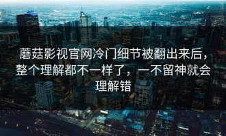 蘑菇影视官网冷门细节被翻出来后，整个理解都不一样了，一不留神就会理解错