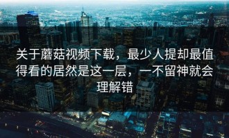 关于蘑菇视频下载，最少人提却最值得看的居然是这一层，一不留神就会理解错