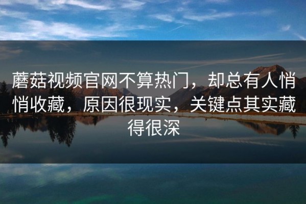 蘑菇视频官网不算热门，却总有人悄悄收藏，原因很现实，关键点其实藏得很深