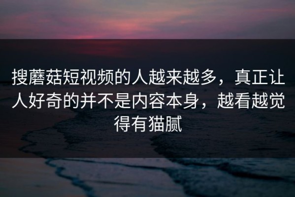 搜蘑菇短视频的人越来越多，真正让人好奇的并不是内容本身，越看越觉得有猫腻
