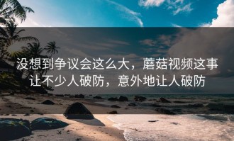没想到争议会这么大，蘑菇视频这事让不少人破防，意外地让人破防