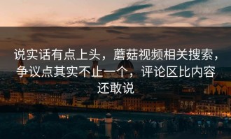 说实话有点上头，蘑菇视频相关搜索，争议点其实不止一个，评论区比内容还敢说