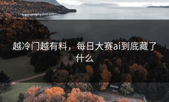 越冷门越有料，每日大赛ai到底藏了什么
