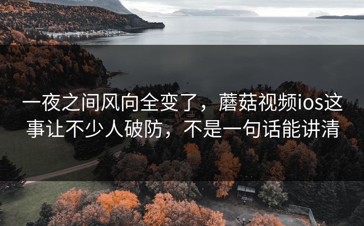 一夜之间风向全变了，蘑菇视频ios这事让不少人破防，不是一句话能讲清