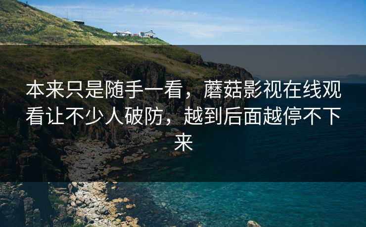 本来只是随手一看，蘑菇影视在线观看让不少人破防，越到后面越停不下来