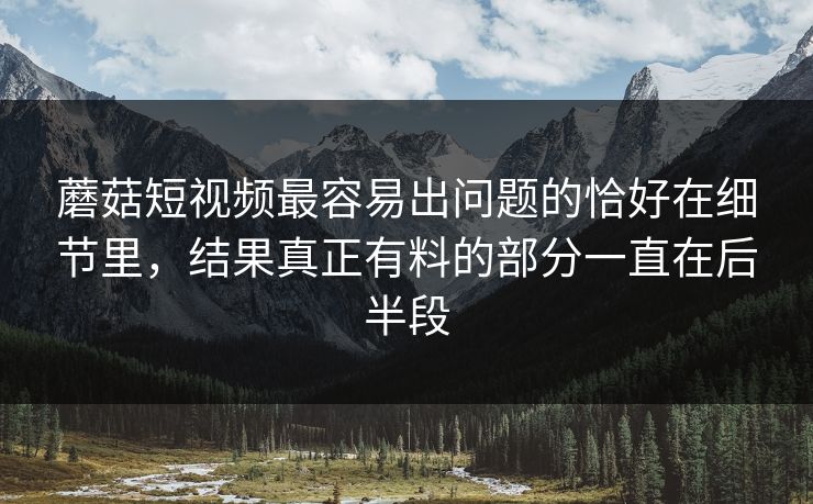 蘑菇短视频最容易出问题的恰好在细节里，结果真正有料的部分一直在后半段