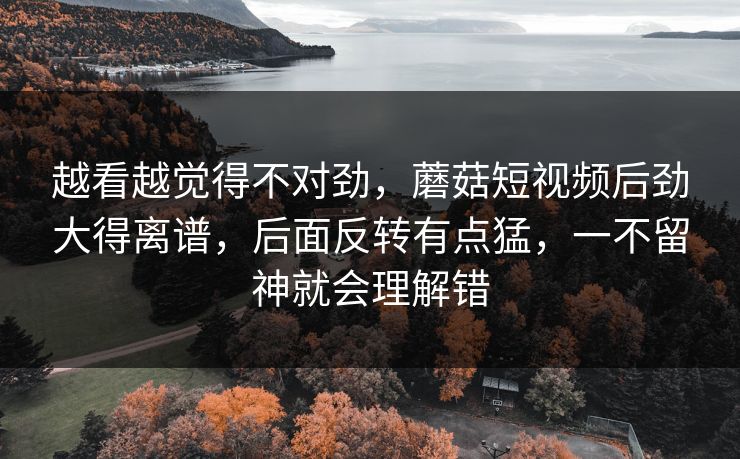 越看越觉得不对劲，蘑菇短视频后劲大得离谱，后面反转有点猛，一不留神就会理解错