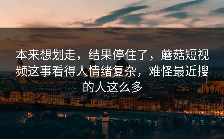 本来想划走，结果停住了，蘑菇短视频这事看得人情绪复杂，难怪最近搜的人这么多