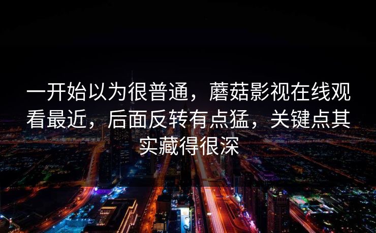 一开始以为很普通，蘑菇影视在线观看最近，后面反转有点猛，关键点其实藏得很深