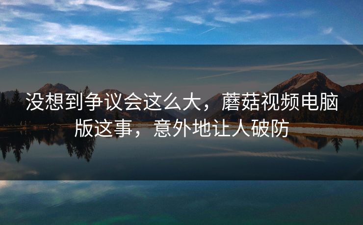 没想到争议会这么大，蘑菇视频电脑版这事，意外地让人破防