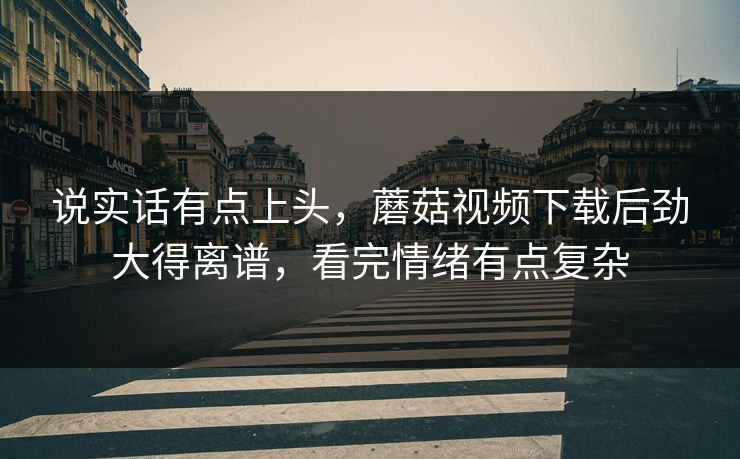 说实话有点上头，蘑菇视频下载后劲大得离谱，看完情绪有点复杂
