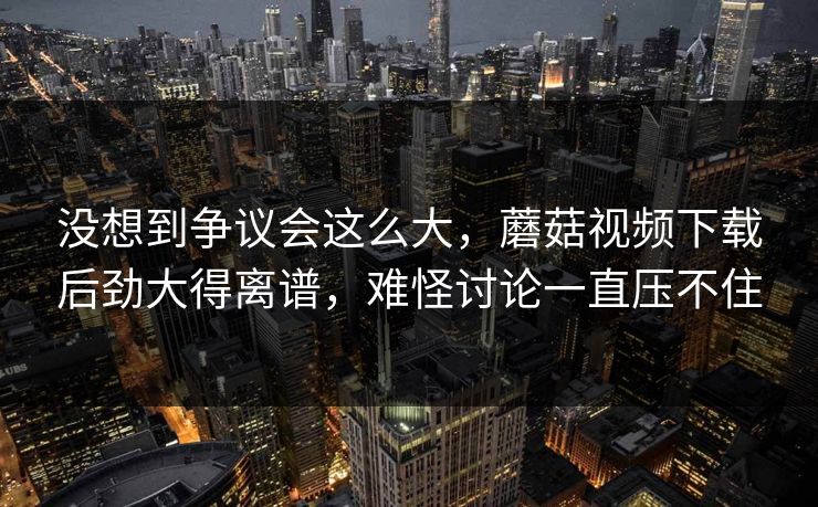 没想到争议会这么大，蘑菇视频下载后劲大得离谱，难怪讨论一直压不住