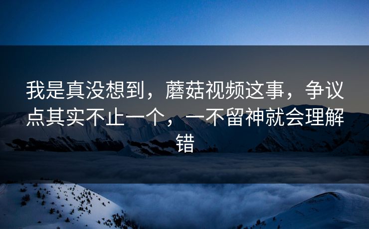 我是真没想到，蘑菇视频这事，争议点其实不止一个，一不留神就会理解错