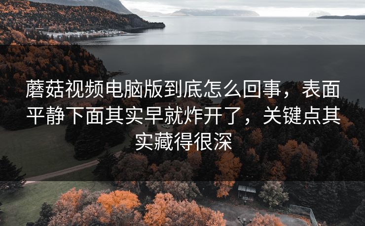 蘑菇视频电脑版到底怎么回事，表面平静下面其实早就炸开了，关键点其实藏得很深