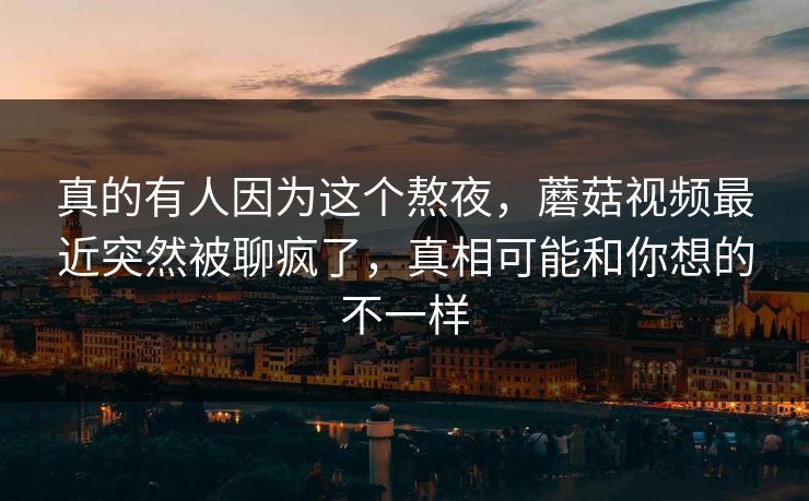 真的有人因为这个熬夜,蘑菇视频最近突然被聊疯了,真相可能和你想的不一样 真的有人因为这个熬夜,蘑菇视频最近突然被聊疯了,真相可能和你想的不一样