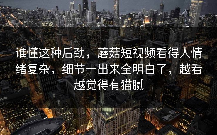 谁懂这种后劲，蘑菇短视频看得人情绪复杂，细节一出来全明白了，越看越觉得有猫腻