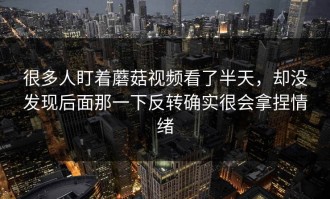 很多人盯着蘑菇视频看了半天，却没发现后面那一下反转确实很会拿捏情绪