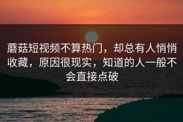 蘑菇短视频不算热门，却总有人悄悄收藏，原因很现实，知道的人一般不会直接点破