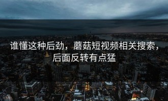 谁懂这种后劲，蘑菇短视频相关搜索，后面反转有点猛