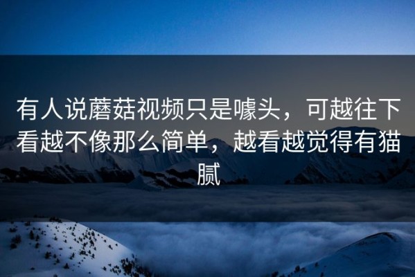 有人说蘑菇视频只是噱头，可越往下看越不像那么简单，越看越觉得有猫腻
