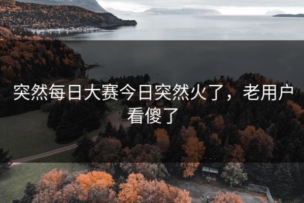 突然每日大赛今日突然火了，老用户看傻了