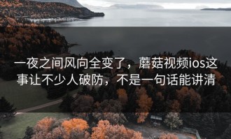 一夜之间风向全变了，蘑菇视频ios这事让不少人破防，不是一句话能讲清